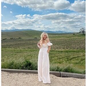 NWT Selkie seashell wide leg jumpsuit size XS pale pink romantic‎ statement